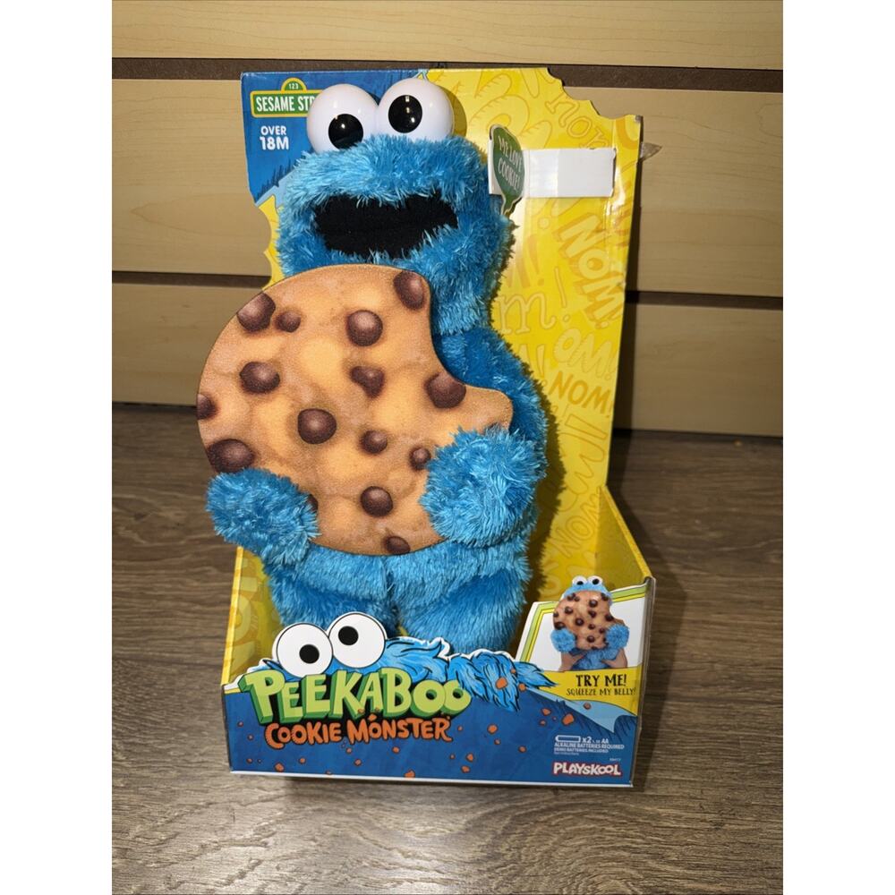 Sesame Street Peekaboo Cookie Monster Talking 13-Inch Plush Toy for Toddlers,